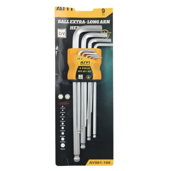AIYI 9-Piece Ball Extra-Long Arm Hex Key Set AY001-100