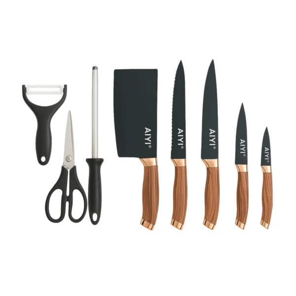 AIYI Stainless Steel Cutlery Set AY097-009A Wood 9pcs