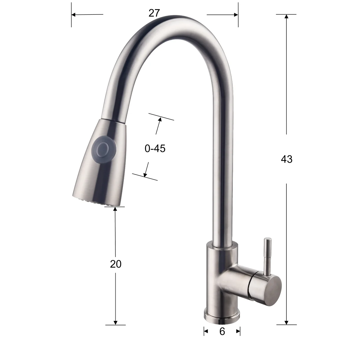 AIYI Kitchen Sink Tap AY406-044 Silver - Image 2