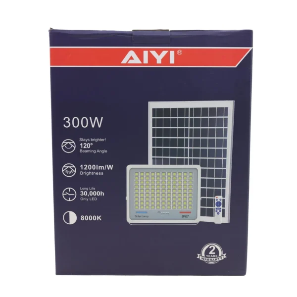 AIYI 300W Solar Flood Light with Remote & Separate Panel AY399-036