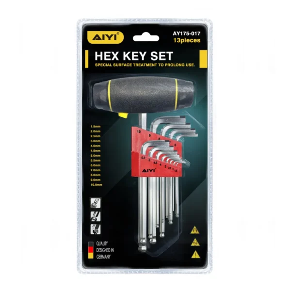 AIYI 13-Piece Adjustable Hex Key Set with T-Handle AY175-017