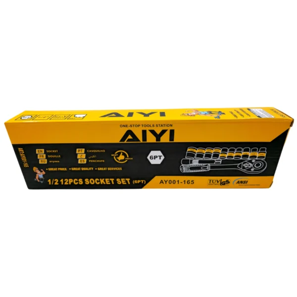AIYI 6PT 1/2” Drive Socket Set with Ratchet AY001-165