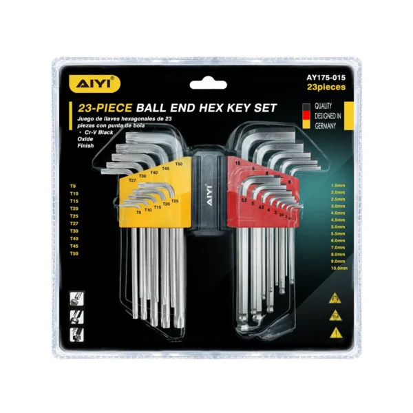 AIYI 23-Piece Ball End Hex Key Set – Allen and Torx Keys – AY175-015