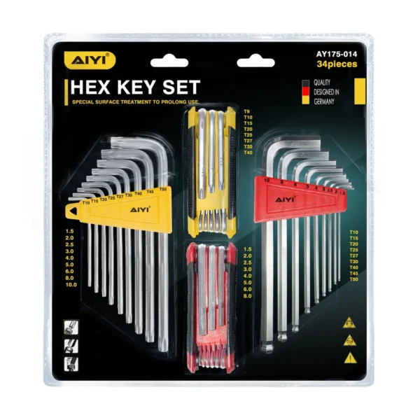 AIYI 34-Piece Hex Key Set – Allen & Torx Keys with Folding Multi-Tools – AY175-014
