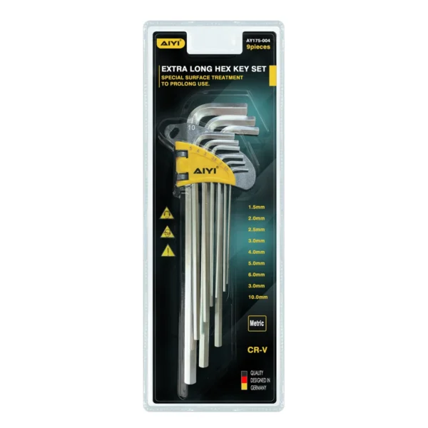 AIYI 9-Piece Extra Long Hex Key Set AY175-004