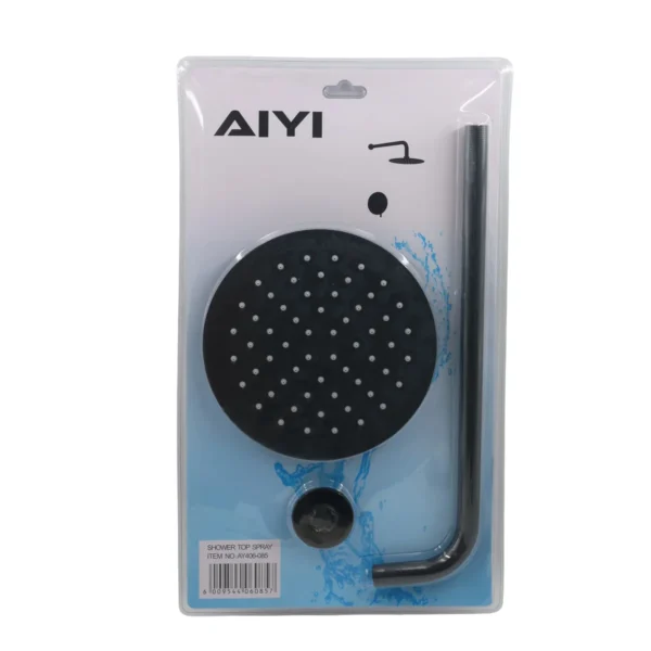 Shower top spray set black 8" AY406-085
