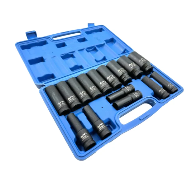 AIYI 15-Piece 1/2 Inch Deep Impact Socket Set AY017-044