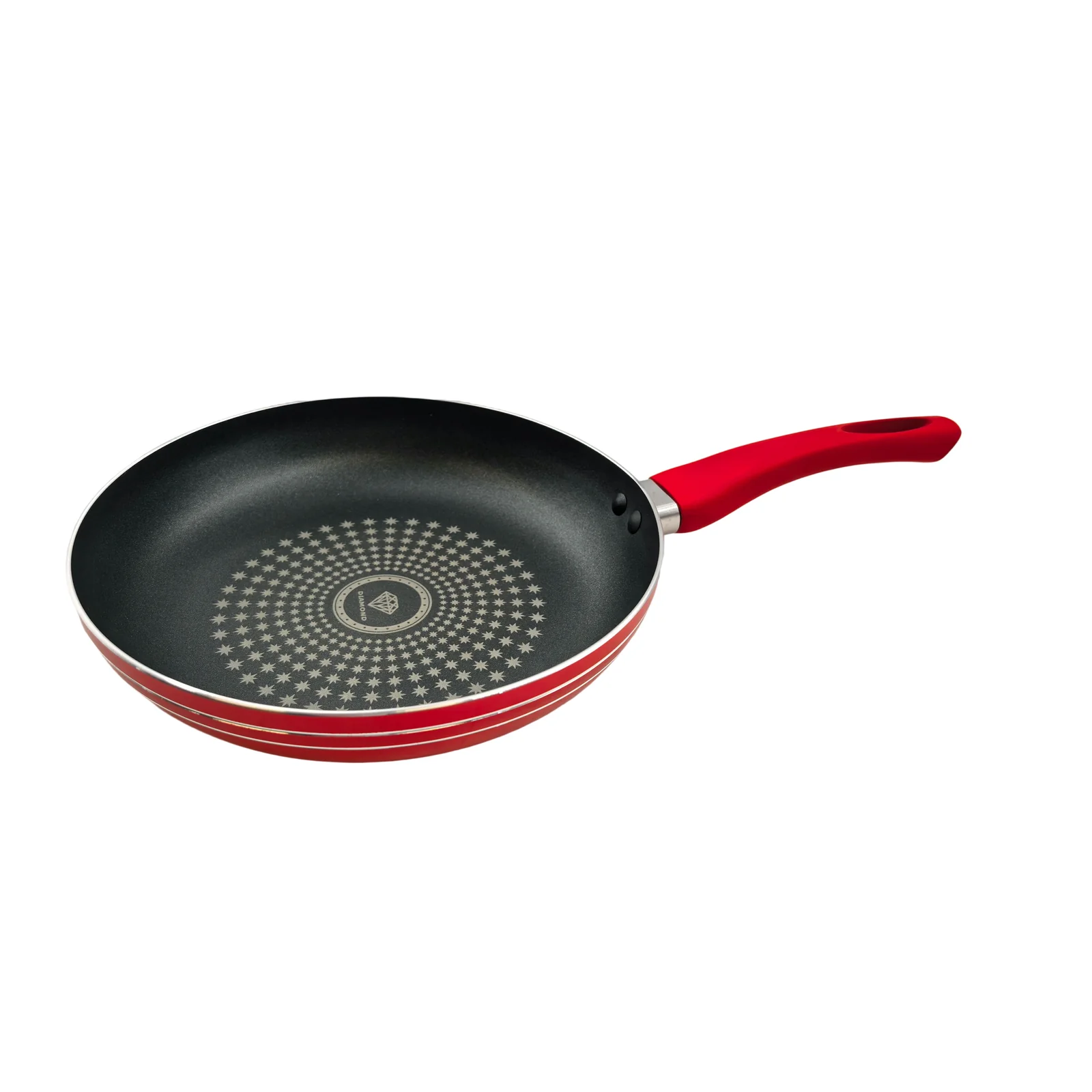 24CM Red Non-Stick Frying Pan with Heat-Resistant Handle AY129-004