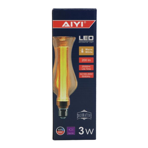AIYI LED Decorative Filament Bulb DT68-200 – 3W E27 Extra Warm 2000K AY398-009