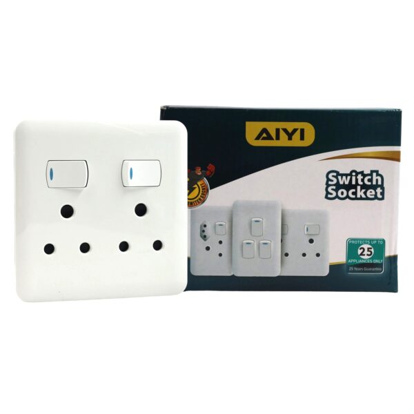 Double Switch Socket 4x4 WH 16A AY299-711