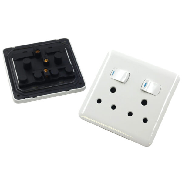 Double Switch Socket 4x4 WH 16A AY299-711