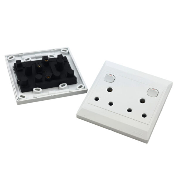 Double Switch Socket 4x4 WH 16A AY299-611