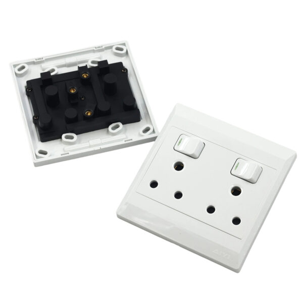 AIYI Double switch socket 4*4 white 16A 250V AY299-511