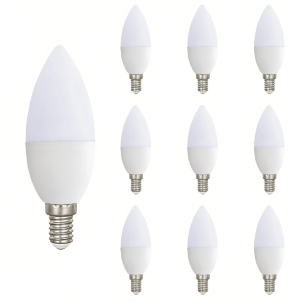 10-Pack AIYI 4W C37 LED Candle Bulb – 350lm, 6500K Cool White, E14 Connector AY398-068