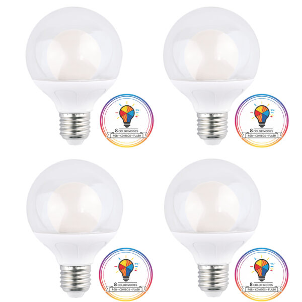 (4-Pack) AIYI 5W A80 Decorative LED Globe Bulb Multi-colour AY398-096