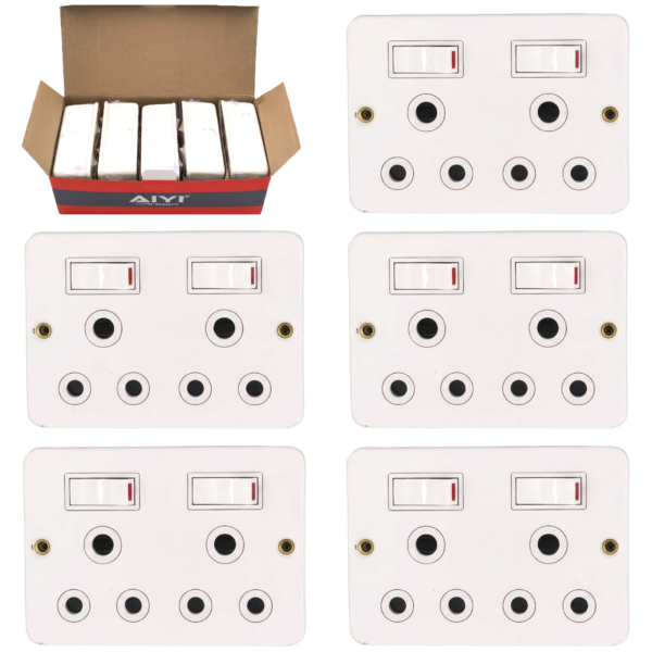 5-Pack AIYI Steel Multi-Socket Outlet 16A AY273-001