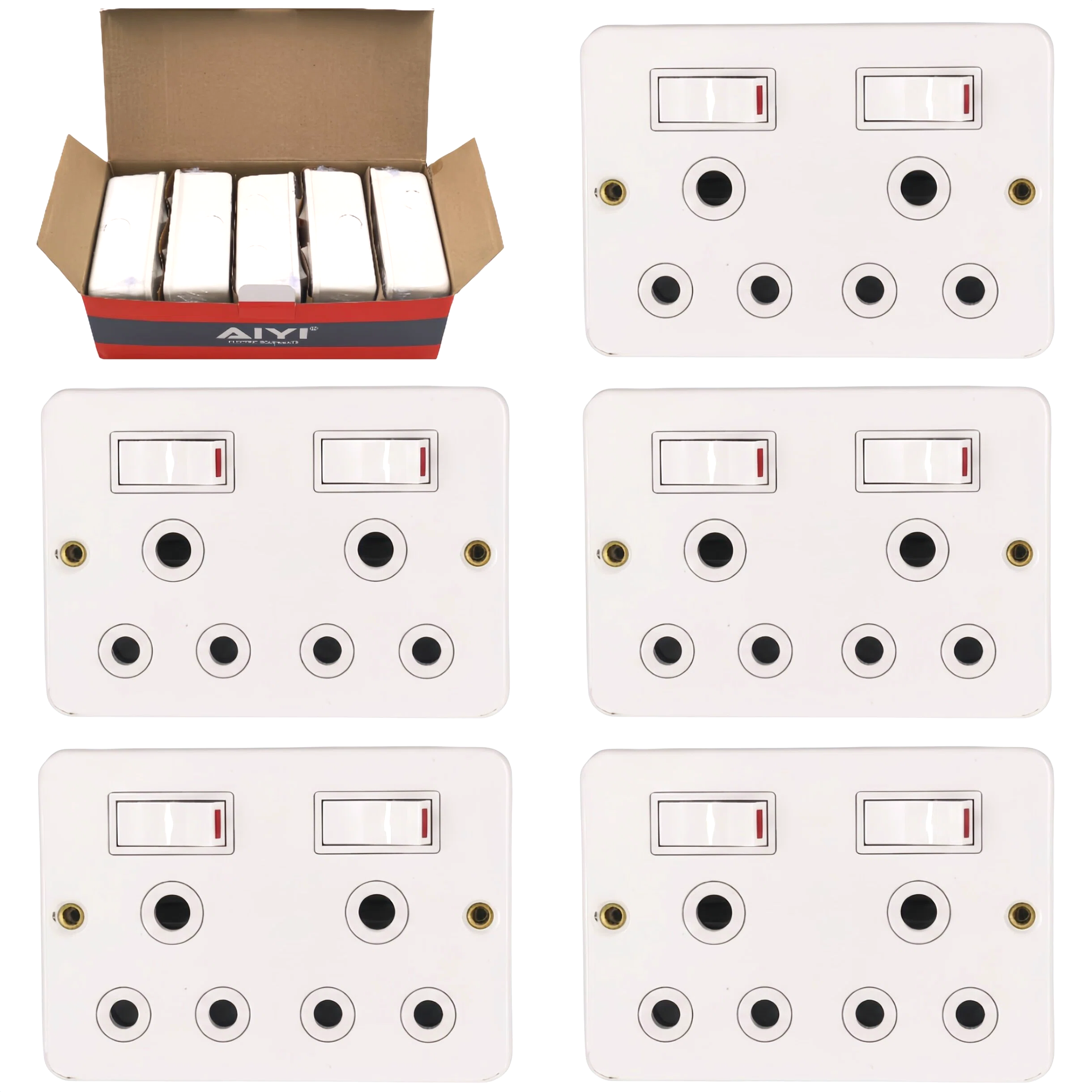 5-Pack AIYI Steel Multi-Socket Outlet 16A AY273-001