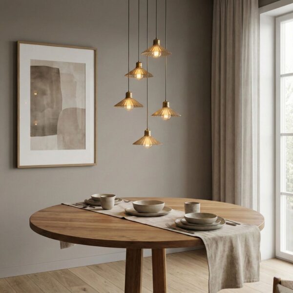 AIYI 10W 5-Light Round Pendant Ceiling Light with E27 Bulbs – Warm White 2700K AY398-048