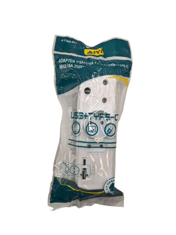 1*5A+1*5A EU+1*16A+2USB MULTIPLUG ADAPTER AY299-801