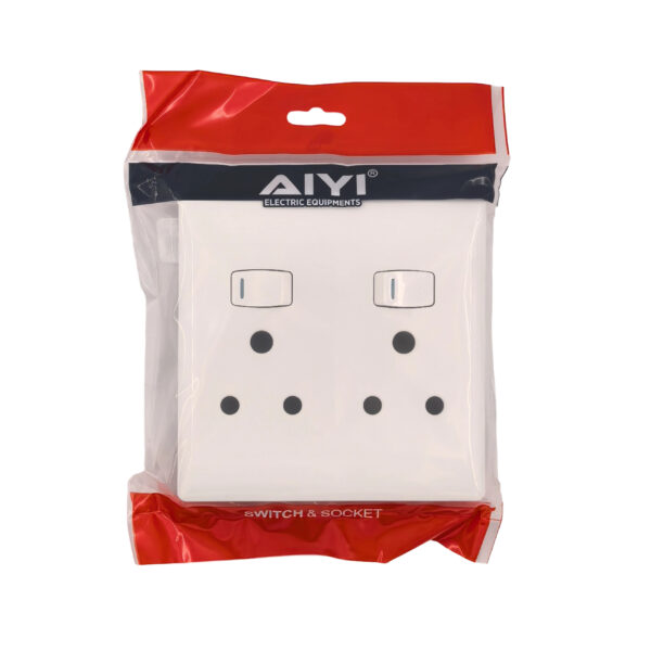 5-Pack AIYI 4×4 16A Double 3-Pin Wall Socket plug AY271-015