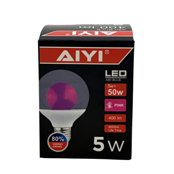 (4-Pack) AIYI 5W A80 Decorative LED Globe Bulb Pink AY398-095