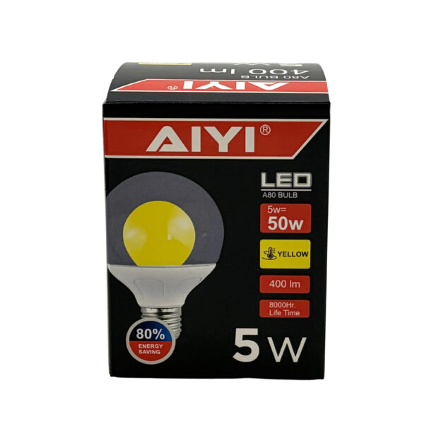 (4-Pack) AIYI 5W A80 Decorative LED Globe Bulb Yellow AY398-093