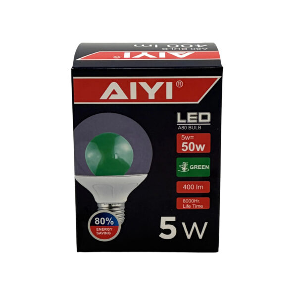 (4-Pack) AIYI 5W A80 Decorative LED Globe Bulb Green AY398-094
