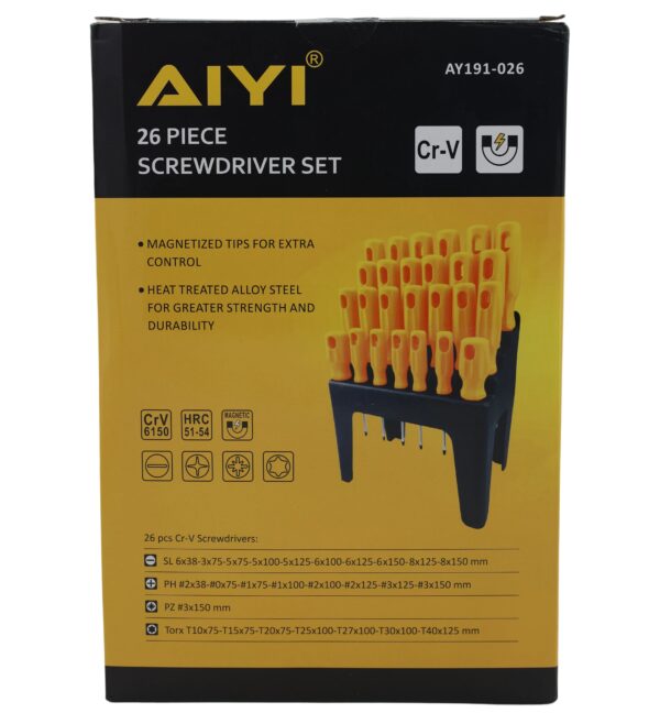 AIYI 26-Piece CR-V Magnetic Screwdriver Set with Stand AY191-026