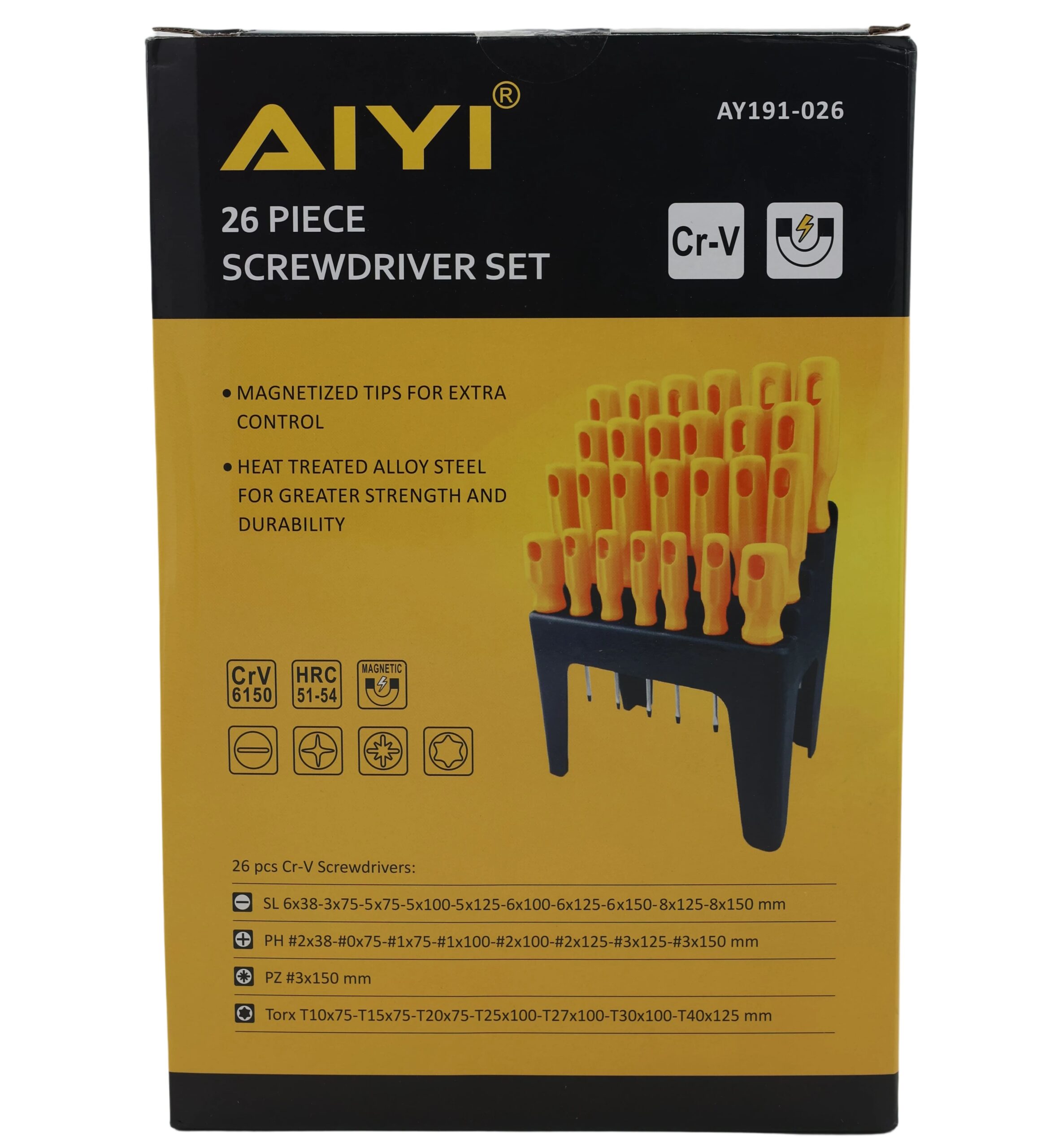 AIYI 26-Piece CR-V Magnetic Screwdriver Set with Stand AY191-026 - Image 5