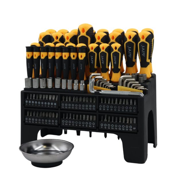 AIYI 127-Piece CR-V Magnetised Screwdriver & Bit Set with Stand AY191-127