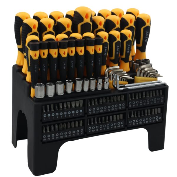 AIYI 127-Piece CR-V Magnetised Screwdriver & Bit Set with Stand AY191-127