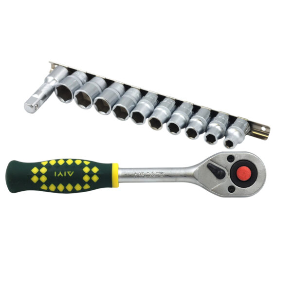 AIYI 12 Piece 1/2-Inch Ratchet & Socket Set CR-V 8-19mm AY282-644