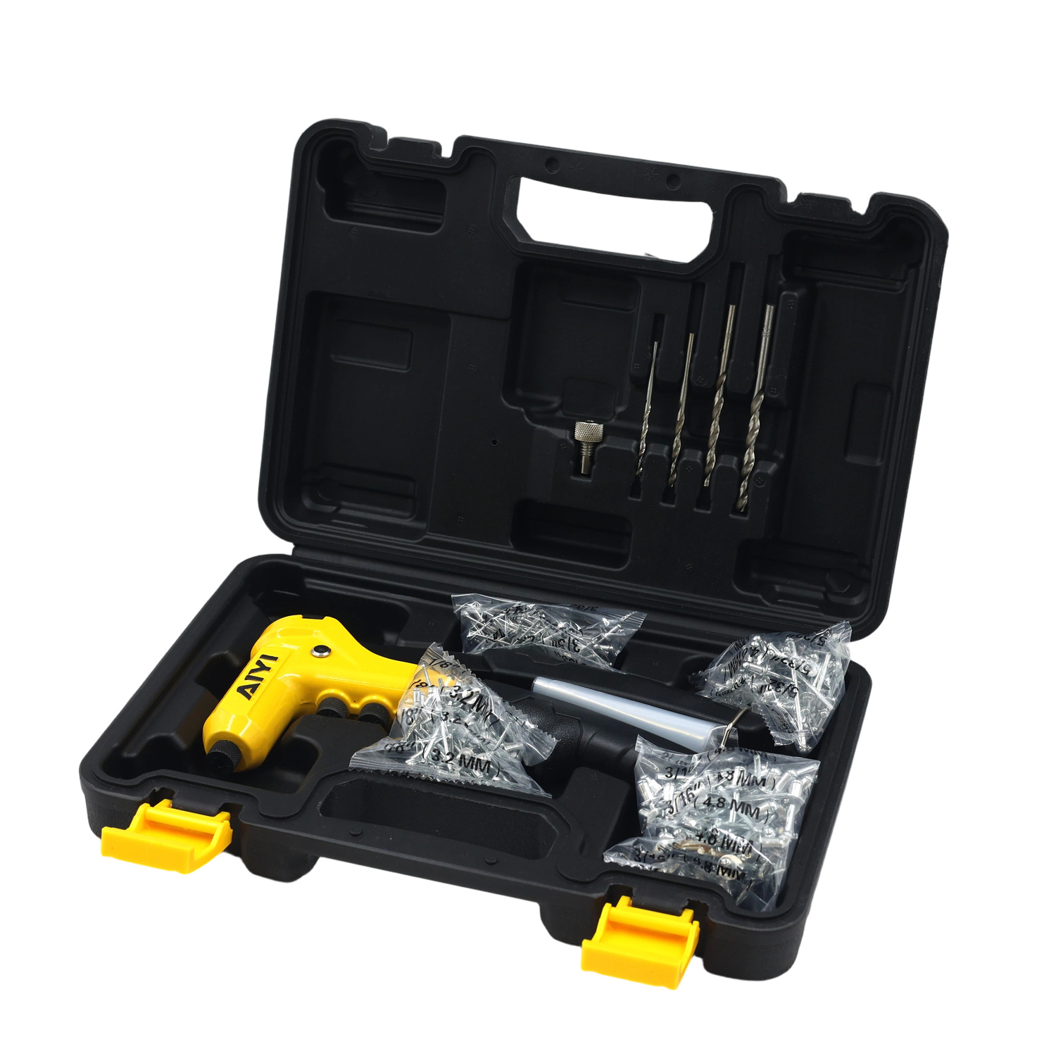 AIYI Hand Riveter Kit with 200 Rivets & HSS Drill Bits (2.4-4.8mm) AY286-013 - Image 2