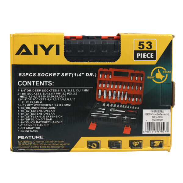 1/4 53pcs Dr.socket sets(Two color box) AY017-007/001-739