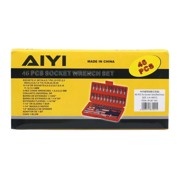 AIYI 46-Piece 1/4 Inch Socket & Bit Set AY187-001