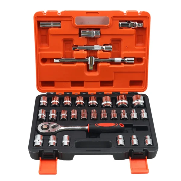 AIYI 32 Piece 1/2-Inch Socket Set CR-V with Ratchet & Carry Case AY017-024
