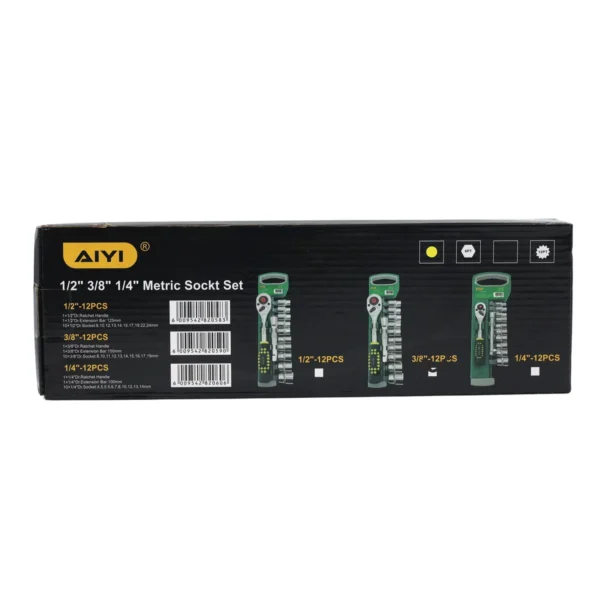 AIYI 12 Piece 3/8-Inch Socket Set with Ratchet & Extension Bar AY282-590