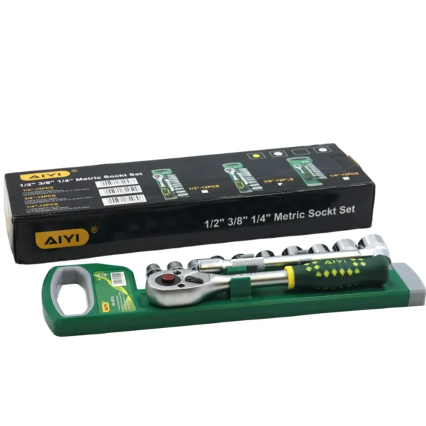 AIYI 12 Piece 3/8-Inch Socket Set with Ratchet & Extension Bar AY282-590