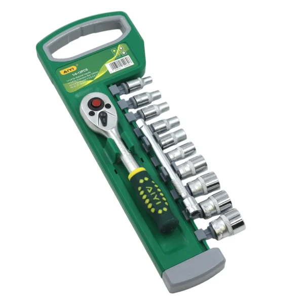 AIYI 12 Piece 1/4-Inch Socket Set with Ratchet & Extension Bar AY282-606