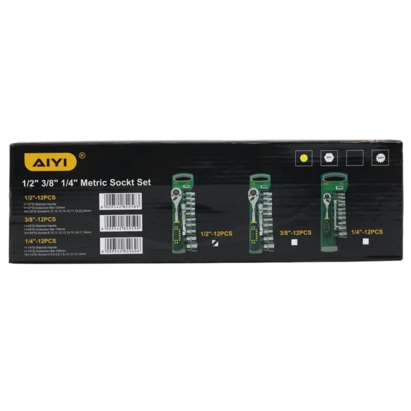 AIYI 12 Piece 1/2-Inch Socket Set with Ratchet & Extension Bar AY282-583