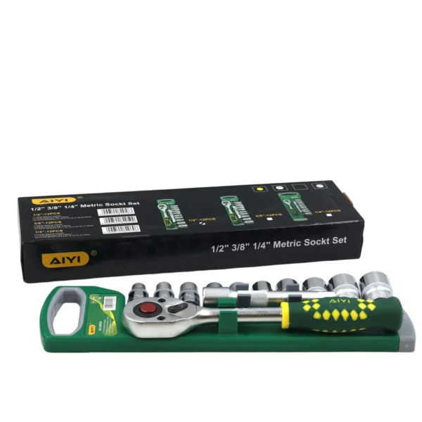 AIYI 12 Piece 1/2-Inch Socket Set with Ratchet & Extension Bar AY282-583