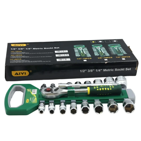 AIYI 19 Piece 3/8-Inch Socket Set with Ratchet & Extension Bar AY282-620