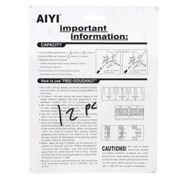 AIYI Adjustable Hole Saw Cutter 30-120mm with 10mm Shank AY025-081
