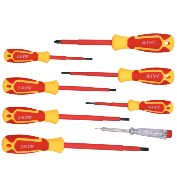 AIYI 8-Piece Insulated Screwdriver Set – 1000V, CR-V, Magnetic Tips with Voltage Tester AY191-024
