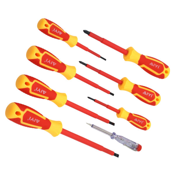 AIYI 8-Piece Insulated Screwdriver Set – 1000V, CR-V, Magnetic Tips with Voltage Tester AY191-024