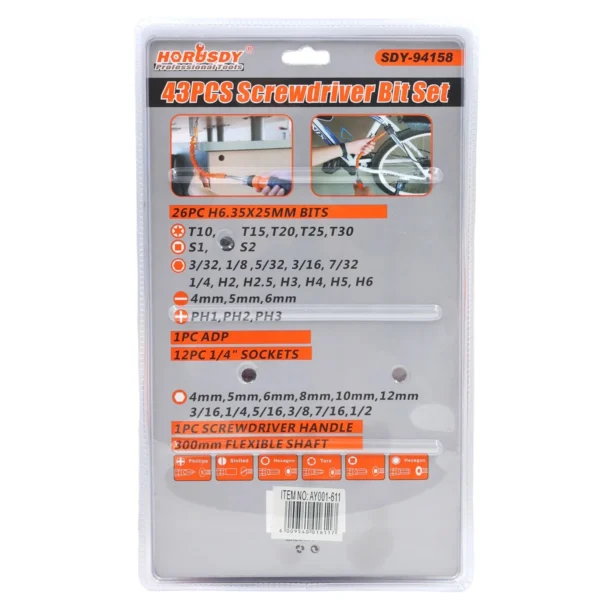 Screwdriver bit set 43pcs AY001-611