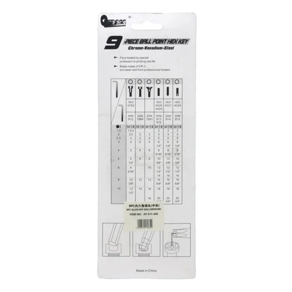 Orange Allen key ball 9pcs AY017-035
