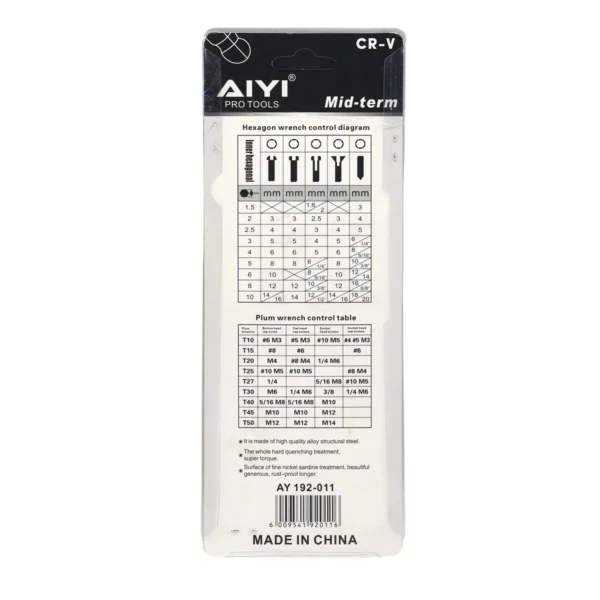 AIYI 9 Piece Torx Key Set CR-V - Star Key Set 1.5-10mm AY192-011