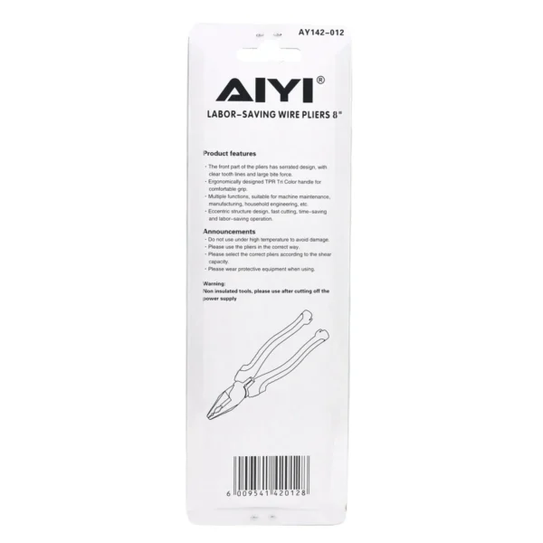 AIYI 8-Inch Combination Pliers - CRV Heavy-Duty Multi-Purpose Pliers AY142-012