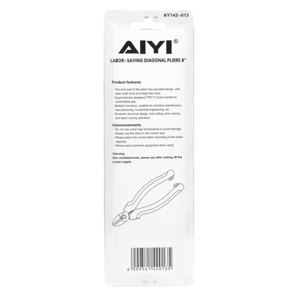 AIYI 8-Inch Diagonal Cutting Pliers - CRV Heavy-Duty Side Cutters AY142-013